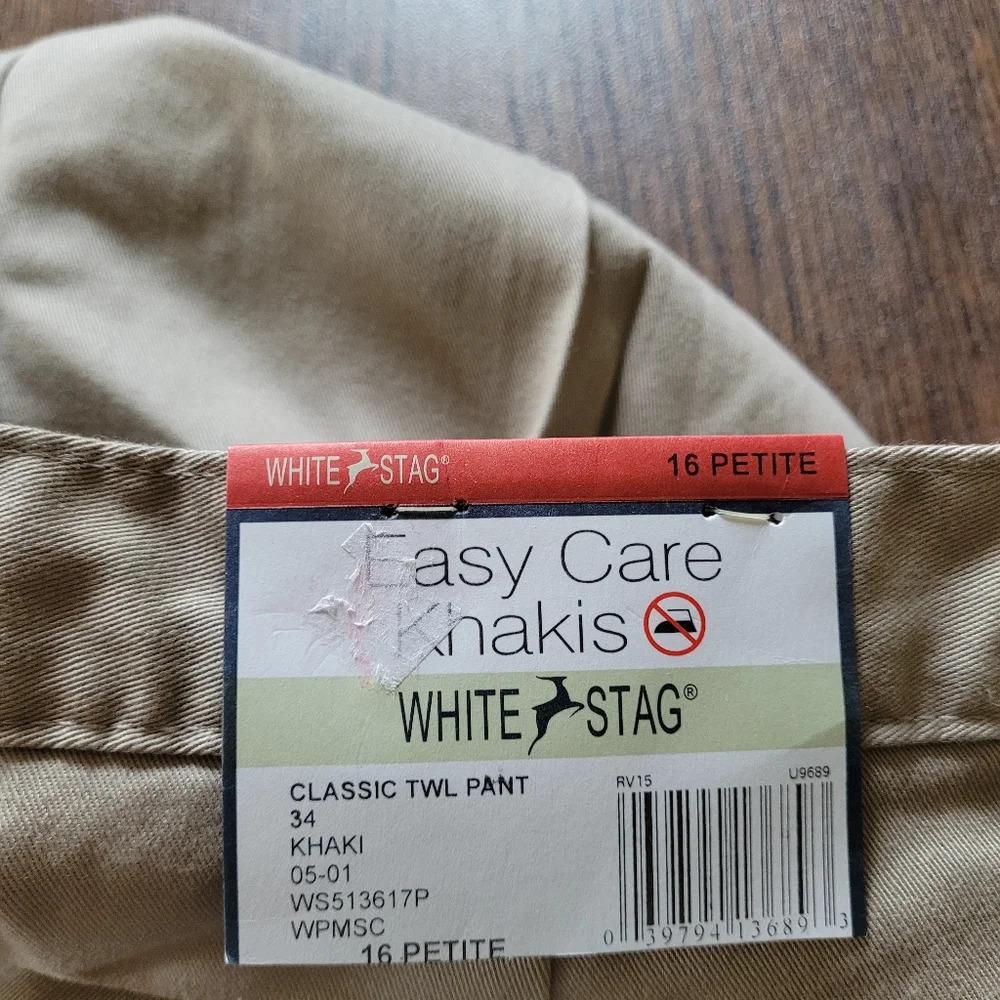 White Stag Tan Classic Twill Pleated Front Khaki Pants Size Women 16 Petite NEW - Picture 10 of 11